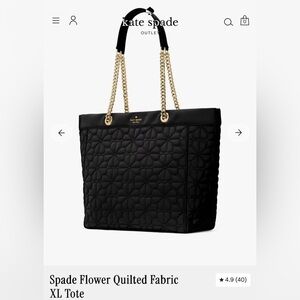 Kate Spade Black Quilted Flower Tote NWT